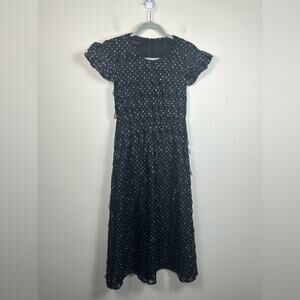 Giambattista Valli Elegant Black and White Midi Dress Cut Out Silk Ruffle Sleeve